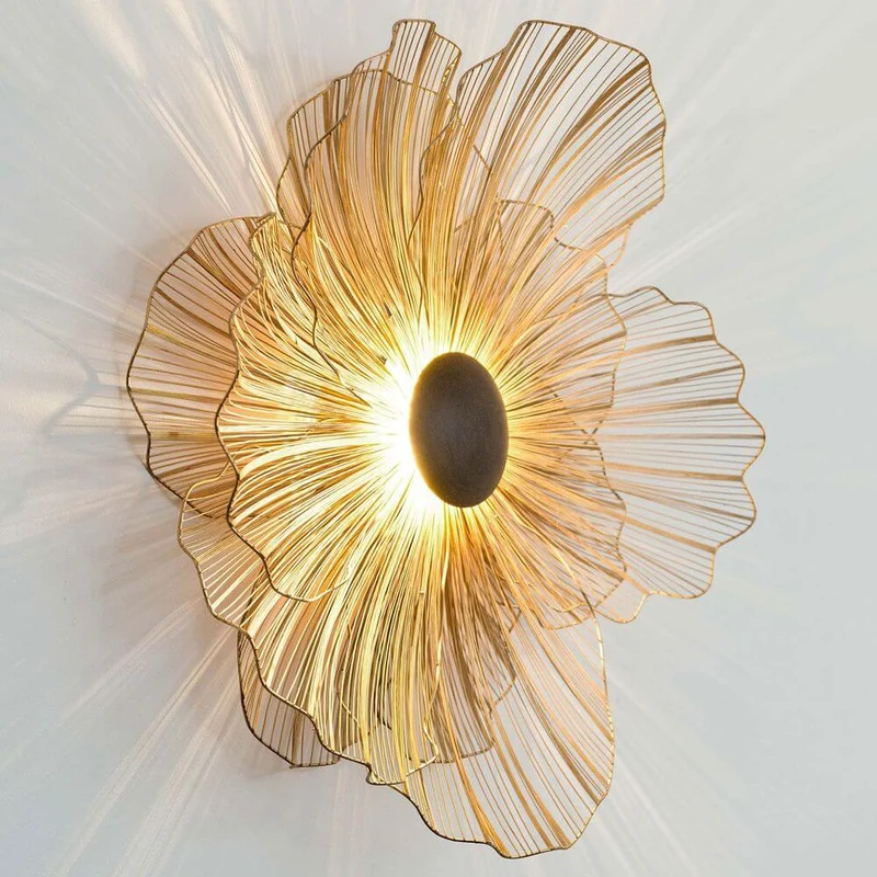 Wandleuchte Tremolo Ø 77cm Eisendraht Goldfarben
