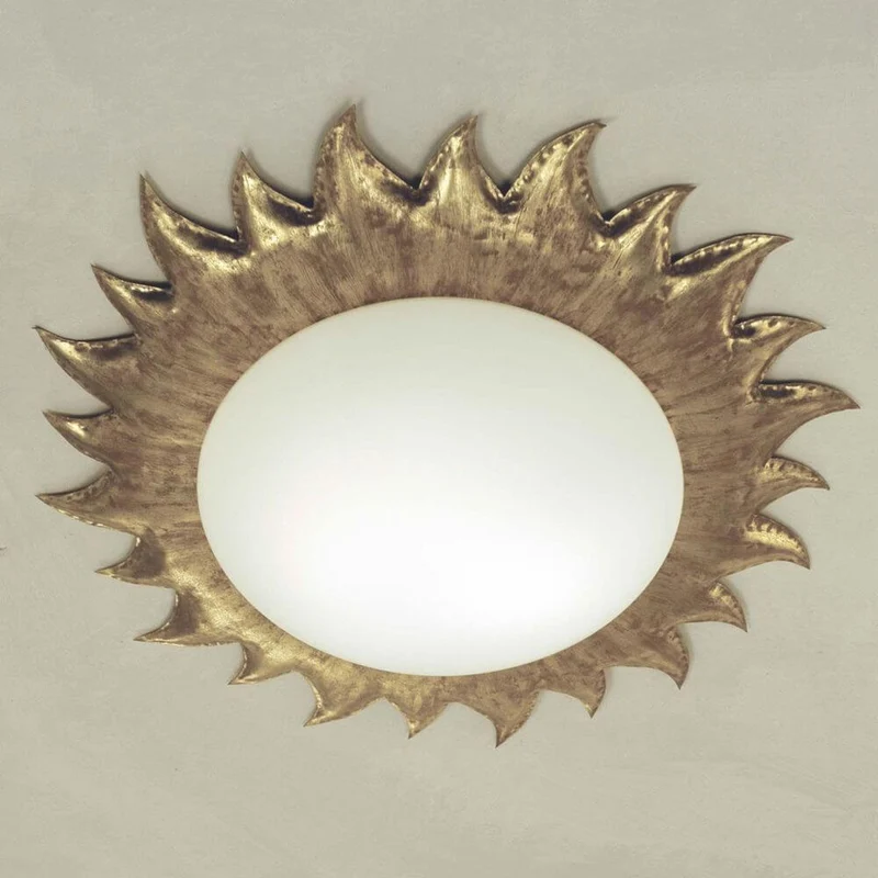 Deckenleuchte 3-flammig Sole Grande Eisen-Glas Gold