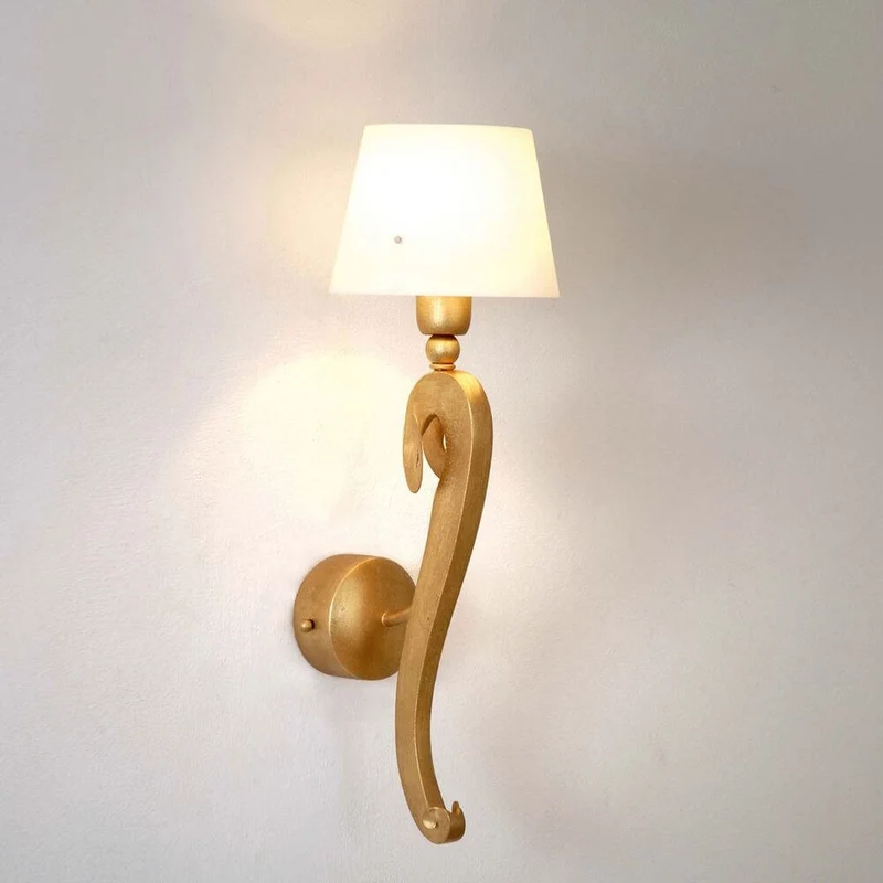 Wandleuchte Lino Eisen-Glas Gold
