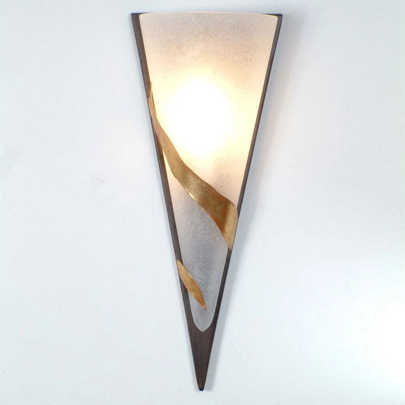 Wandleuchte Giglio Uno Eisen-Glas Braun-Schwarz-Gold