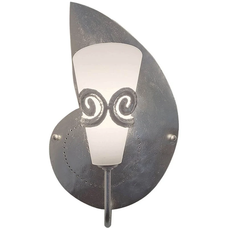 Wandleuchte Doppione Rechts Eisen-Glas Silber