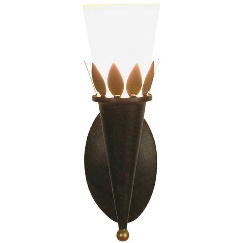 Wandleuchte Torcia Foglie Eisen-Glas Braun-Schwarz-Gold