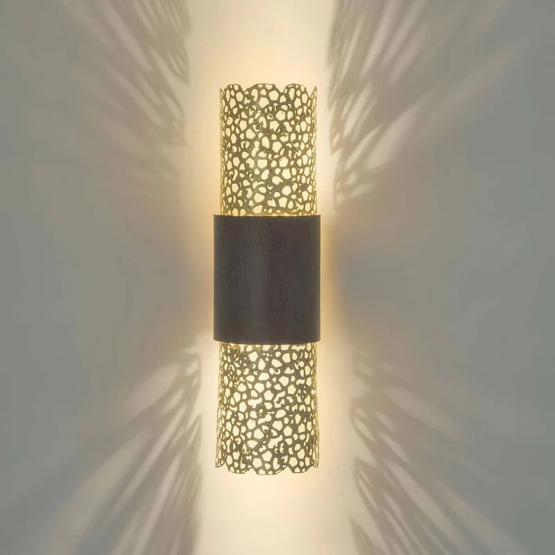 Wandleuchte 2-flammig Palazzo Eisen Braun-Schwarz-Gold