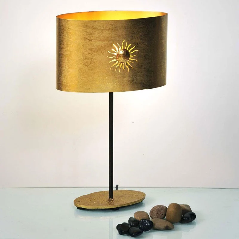 Tischleuchte Sun Oval Eisen Gold-Braun-Schwarz