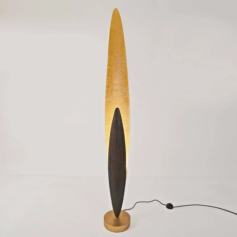 Stehleuchte Lingua Eisen Braun-Schwarz-Gold