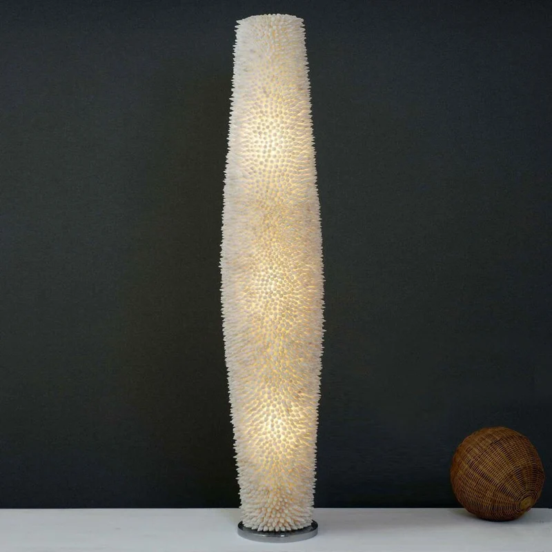 Stehleuchte 3-flammig Sirena Bianco Muscheln-Fiberglas Weiß