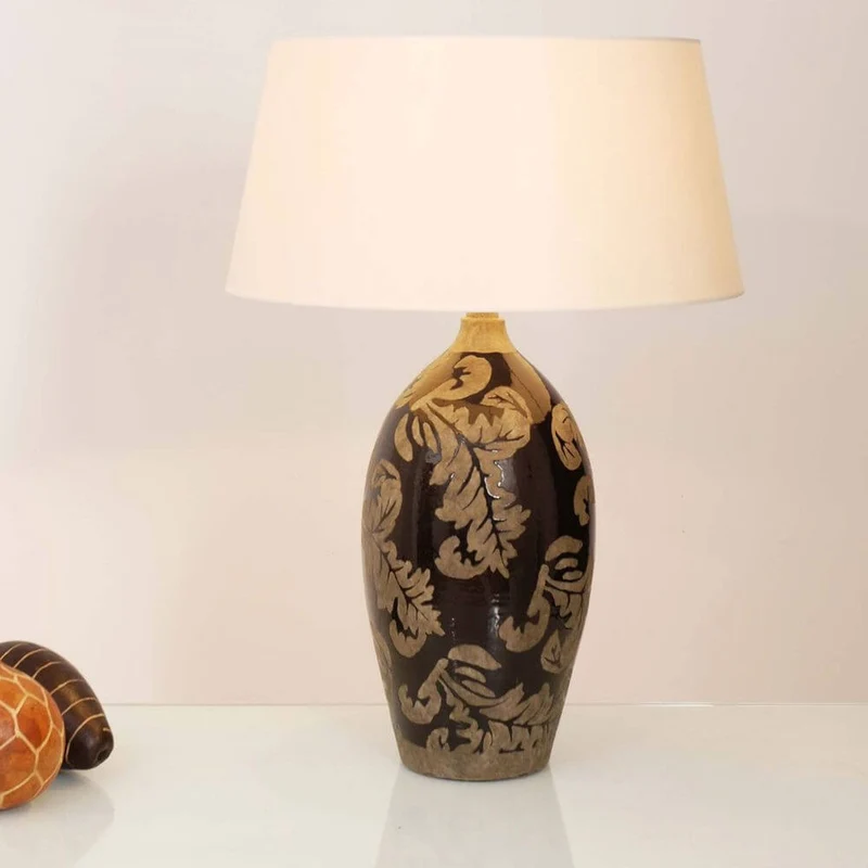 Tischlampe Toulouse 65cm Keramik, Schwarz-Schlamm