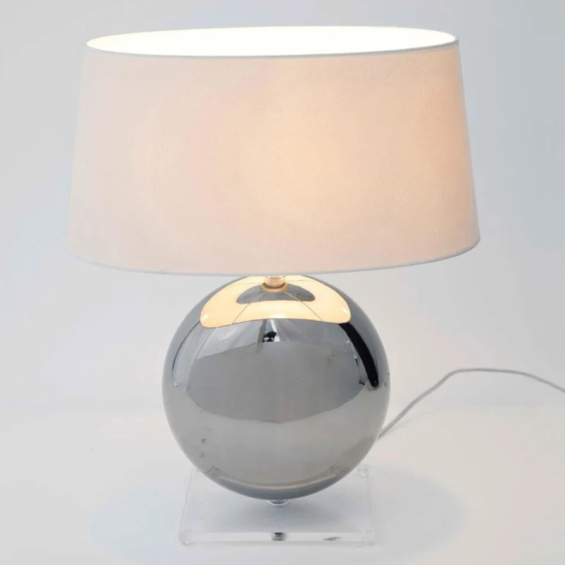 Tischleuchte Bowling Keramik-Plexiglas Metallic-Klar