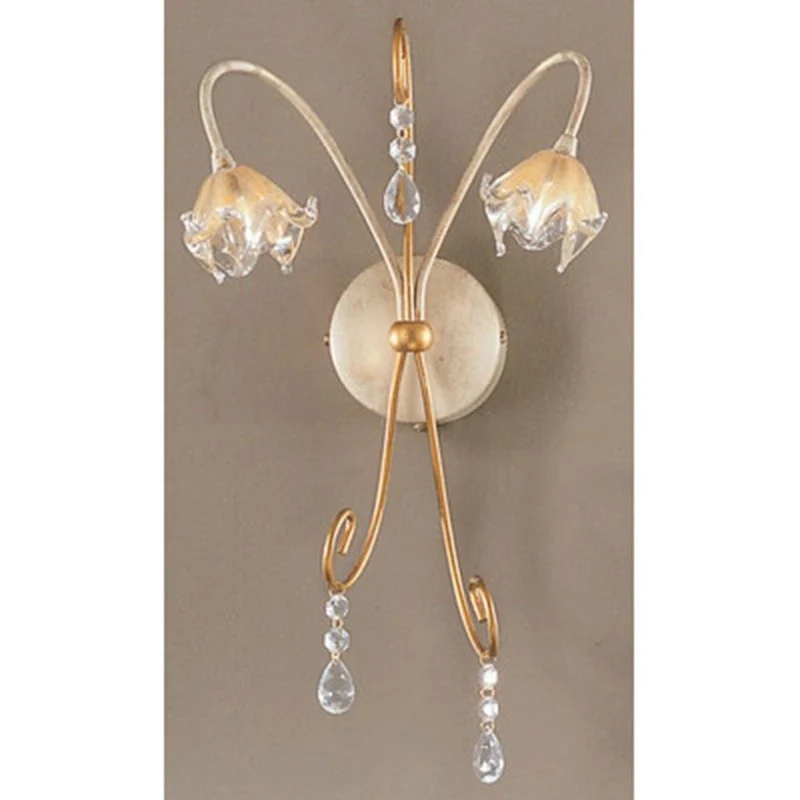 Roma Wandleuchte 2-flammig Kristall-Glas 37cm