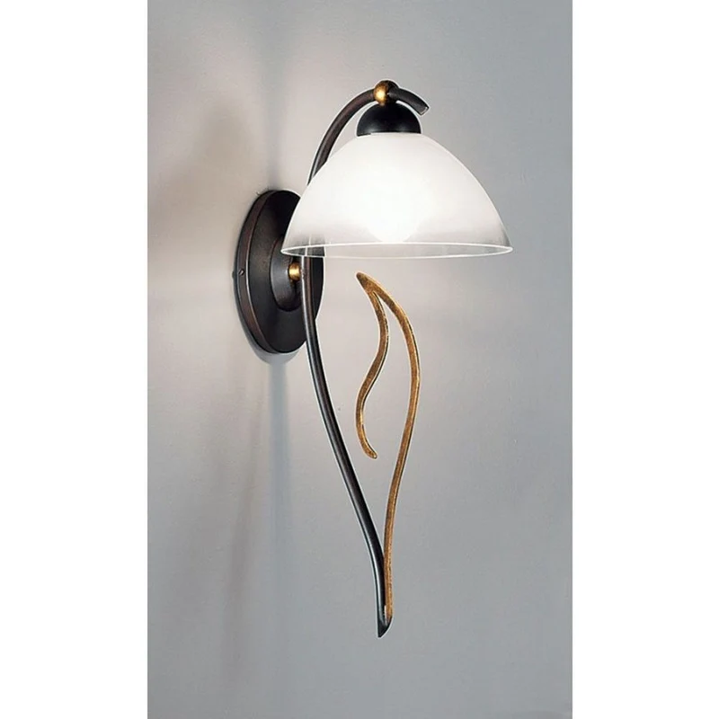 Amabile Wandleuchte 43cm rost-antik mit Gold, Glas Weiß