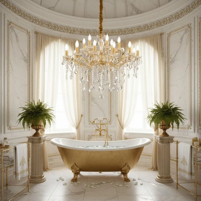 Lustre Pampilles Dore et Cristal