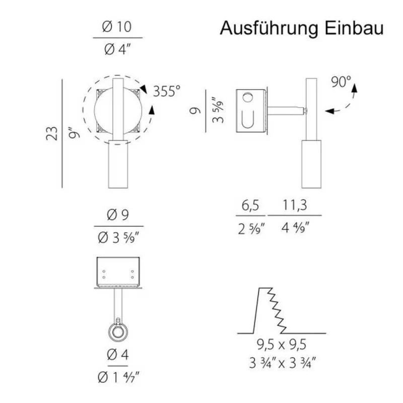Panzeri Tubino LED Einbau Decken- oder Wandspot