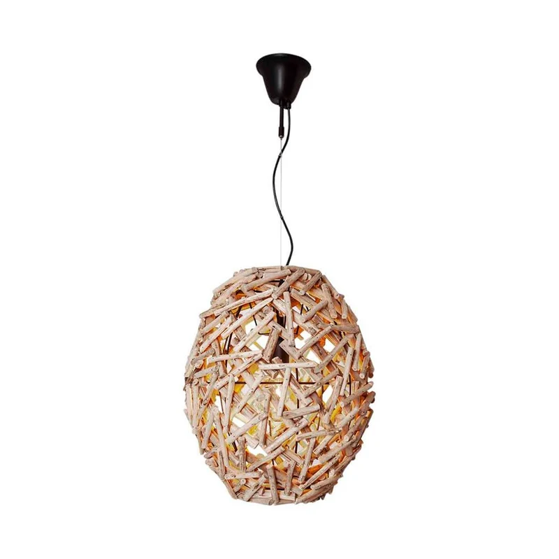 Hängelampe Cono Ø 38cm aus Eukalyptusbaumholz
