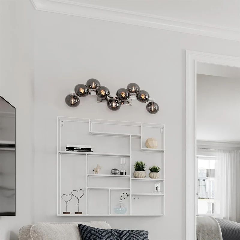 Wand- und Deckenleuchte Splendor 9-flg Chrom Rauchglas