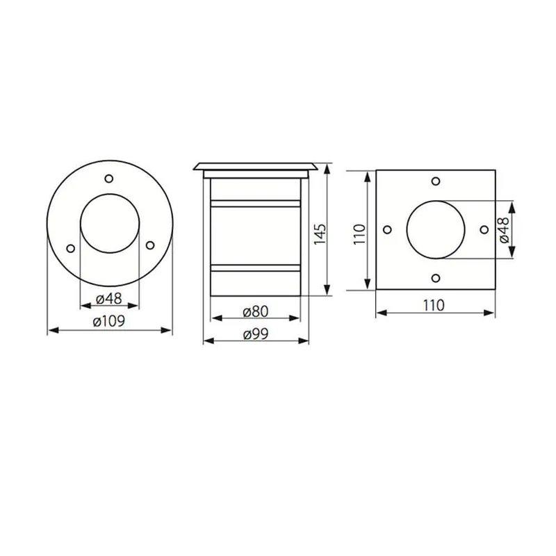 Level Edelstahl Bodeneinbaustrahler eckig IP67