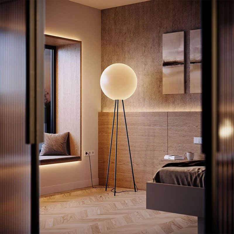 s.luce Dreibein-Stehleuchte Orb Tripod 160cm mit Glaskugel