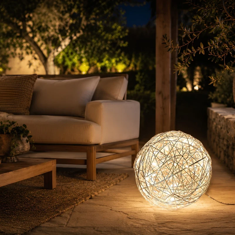 s.luce Mesh LED-Drahtkugel Innen & Außen Warmweiß