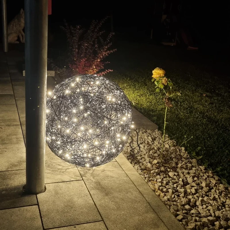 s.luce Mesh LED-Drahtkugel Innen & Außen Warmweiß
