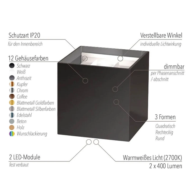 s.luce Ixa LED High Power Wandlampe IP20