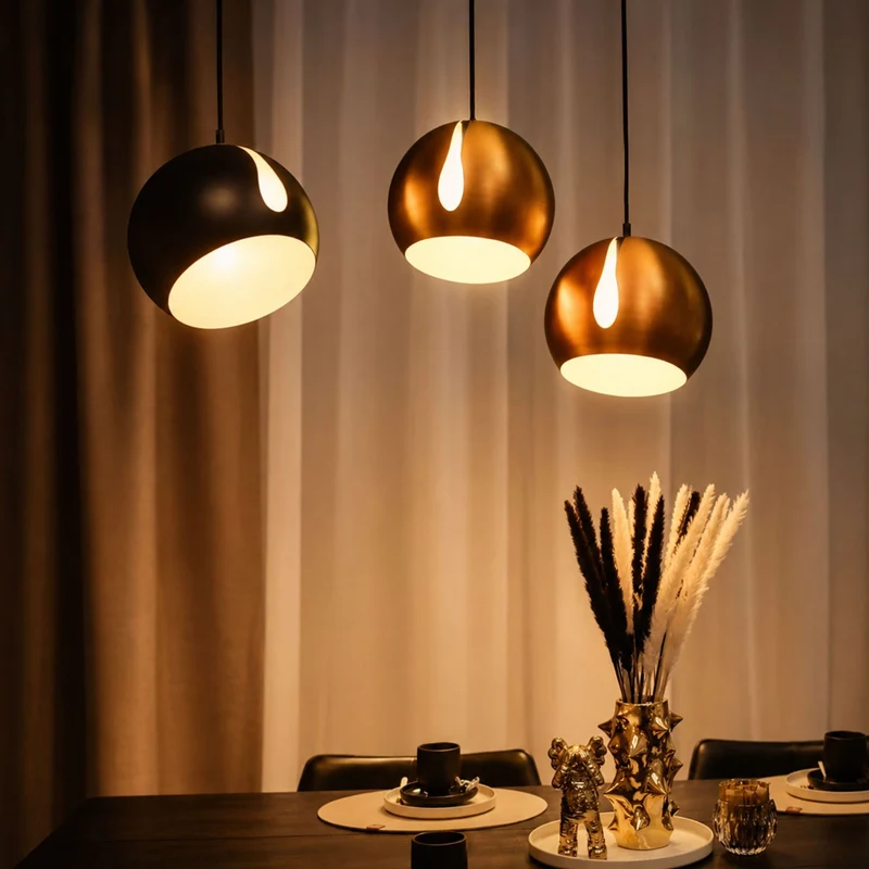 s.luce Ball Metall Pendelleuchte mit drehbarem tauschbaren Schirm