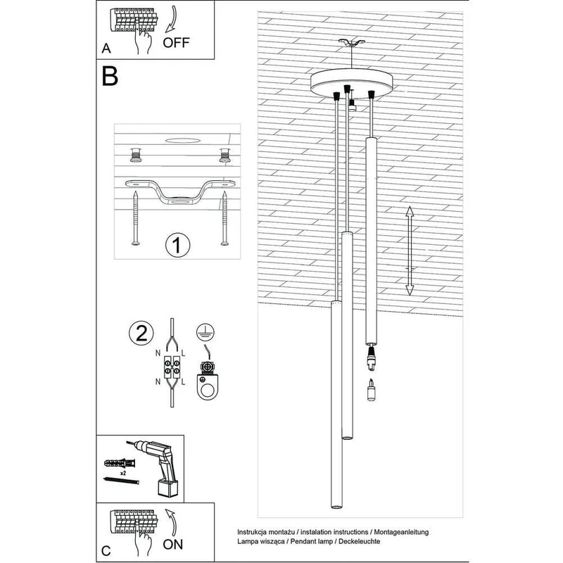 Suspension 3 Lampes Cuisine