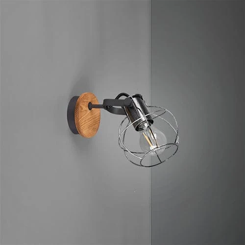 Applique Murale Industrielle Bois