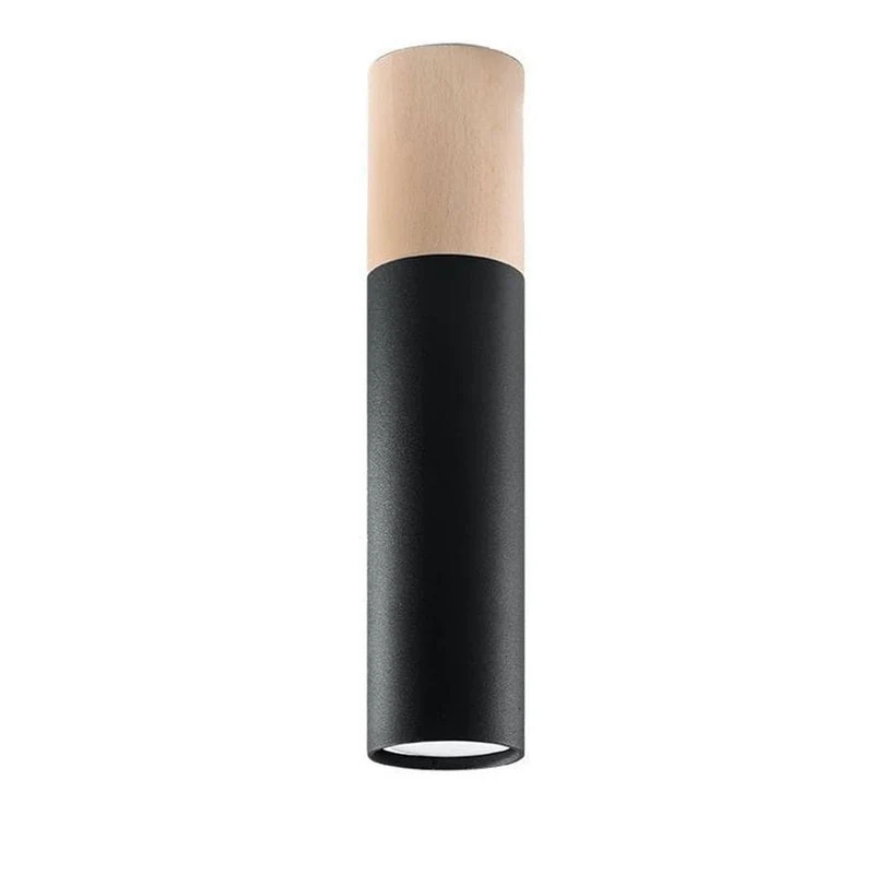 Plafonnier Noir Et Bois
