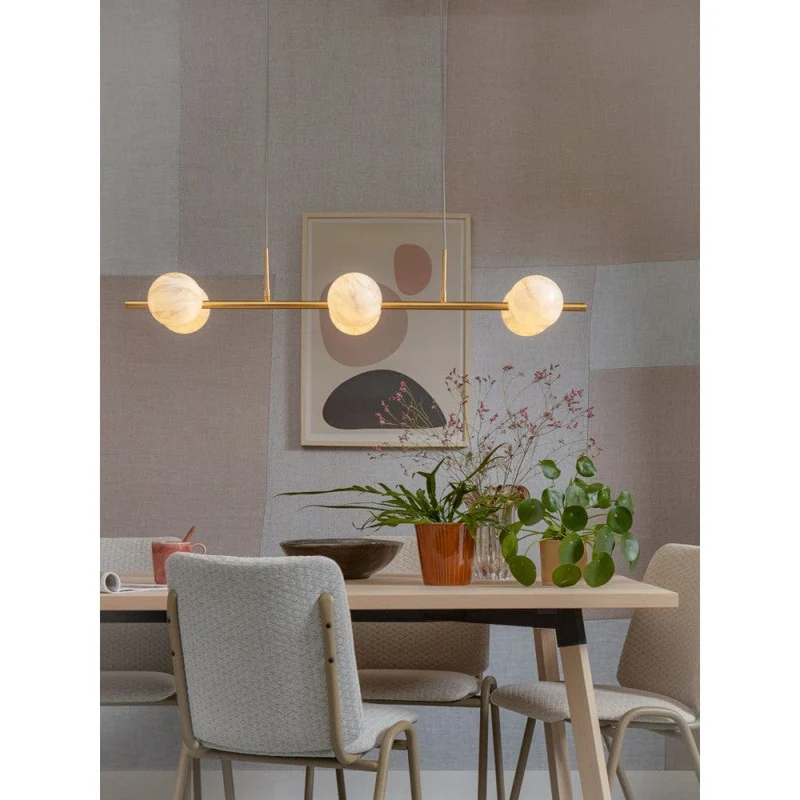 Luminaire Suspension Dorée Moderne Boule Marbre