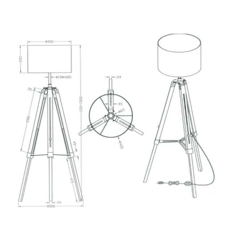 Lampadaire Bois Et Noir