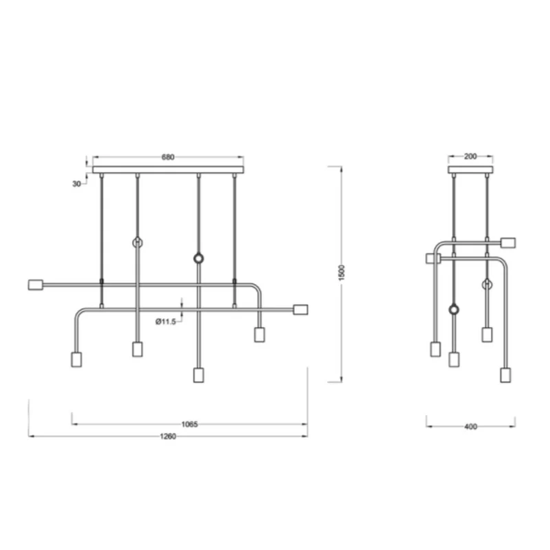 Suspension 8 Lampes