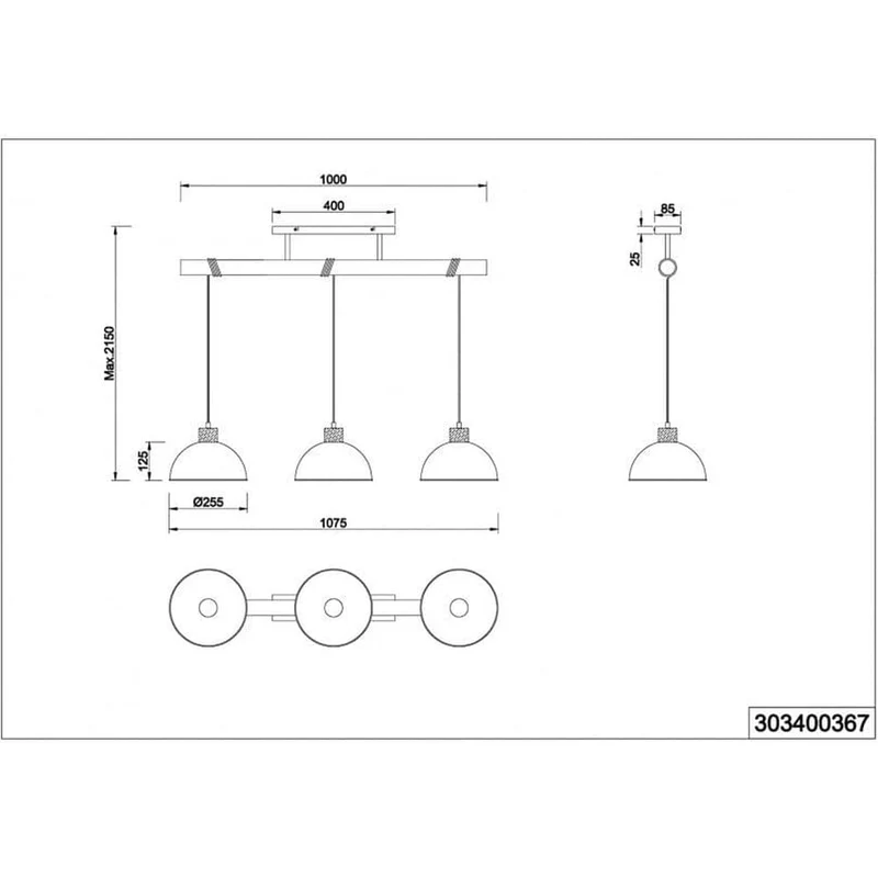 Suspension Industrielle Grise