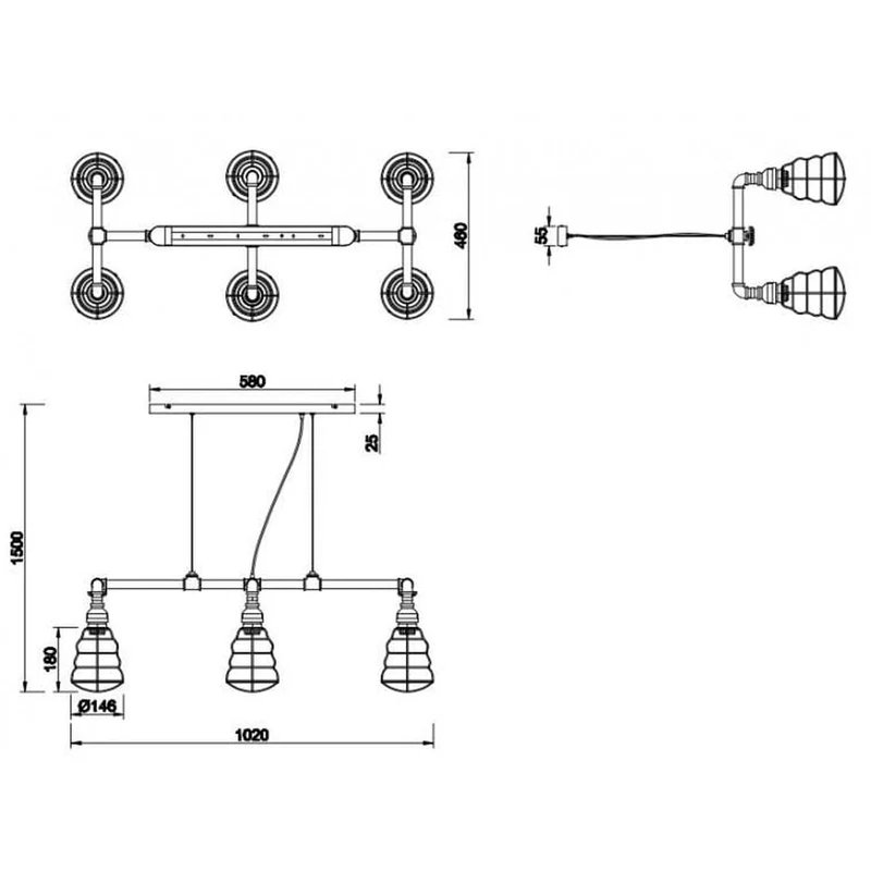 Suspension 6 Lampes