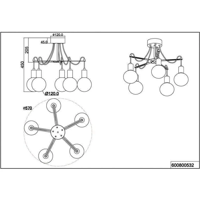 Plafonnier 5 Lampes