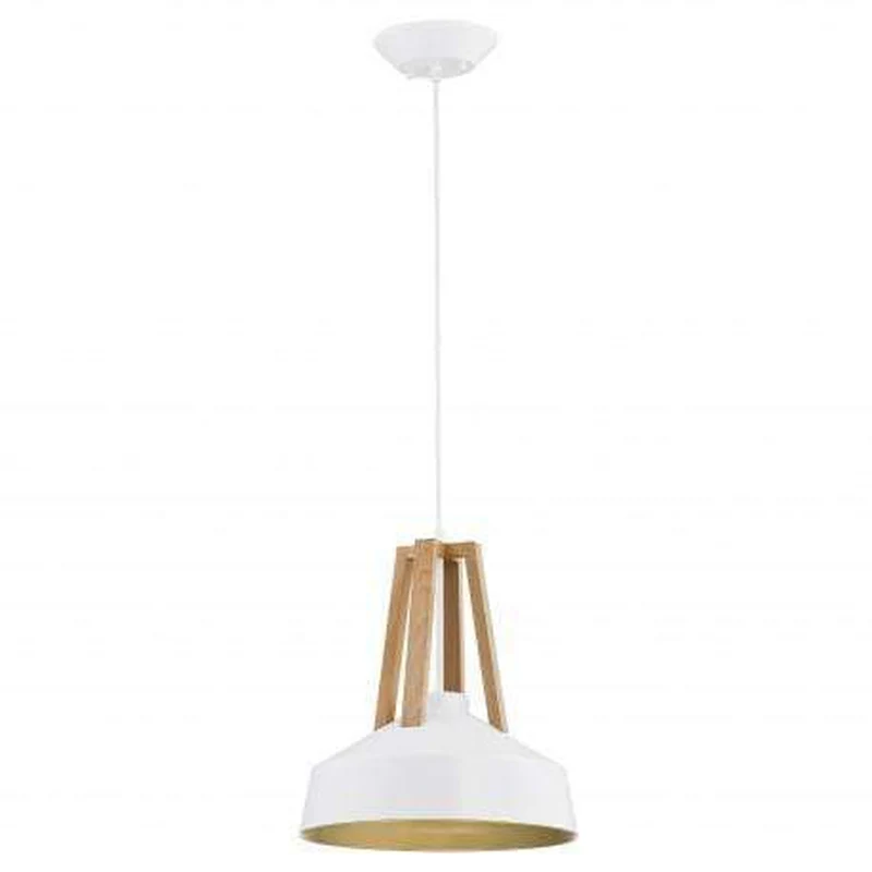 Suspension Bois Metal Blanc