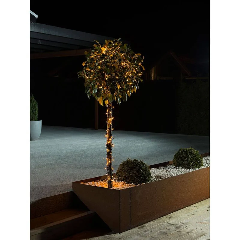 LED Lichterkette mit Glimmereffekt 160 bernsteinfarbene Dioden (80 glimmend) IP44