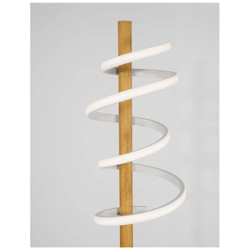 Mirco LED Spiral Stehleuchte Holz Weiß