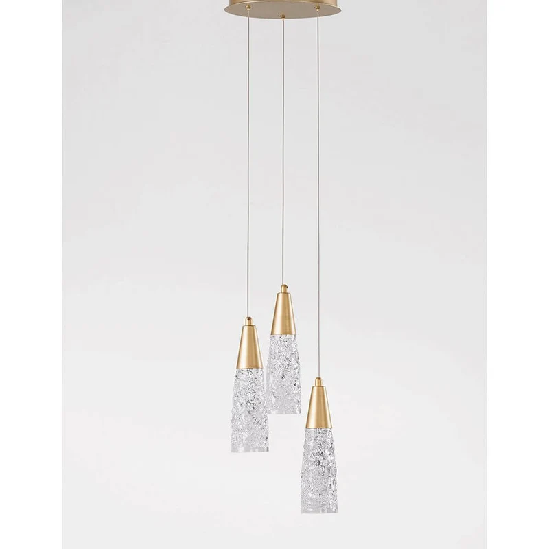 Kovac Hängelampe 3-flammig Glas Gold