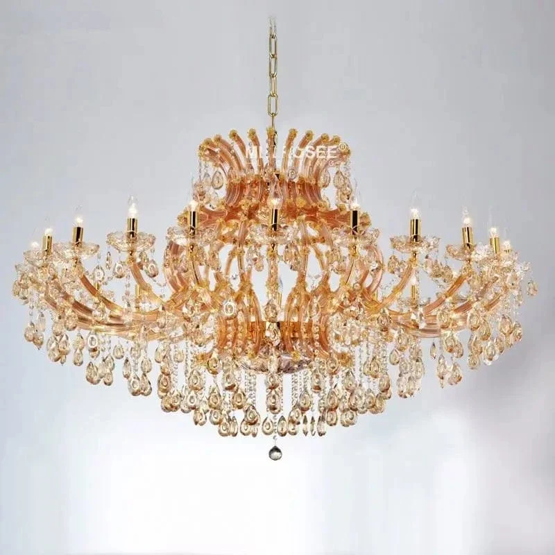 Chandelier baroque en verre ambre