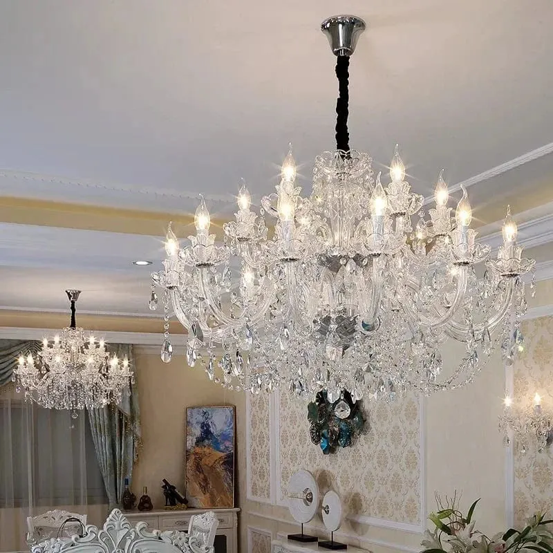 Chandelier baroque en verre pour hotel