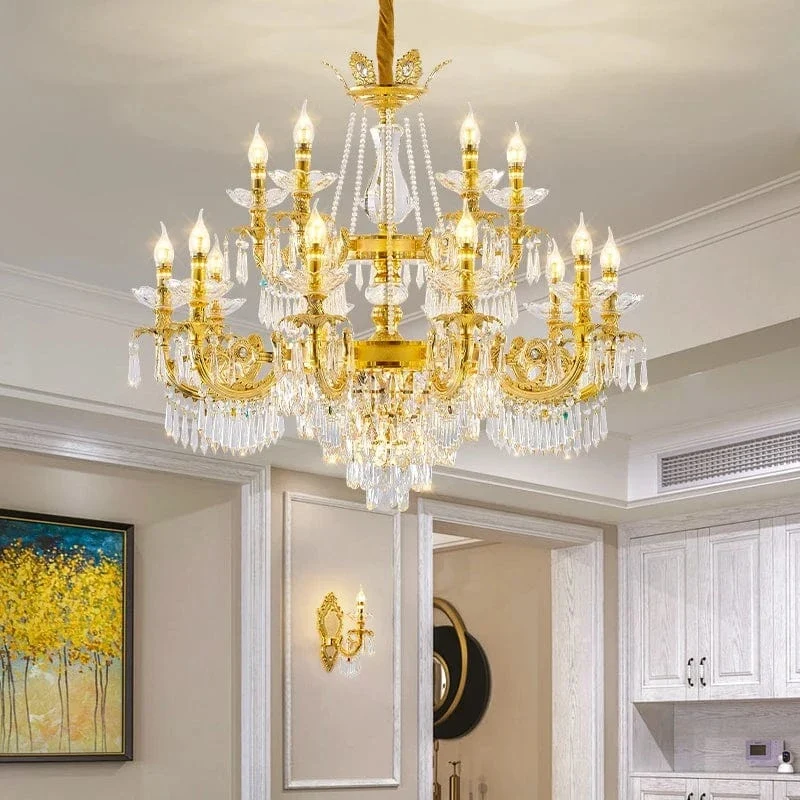 Chandelier dore pour salon style vintage