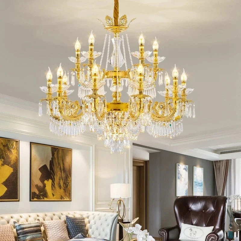Chandelier dore pour salon style vintage