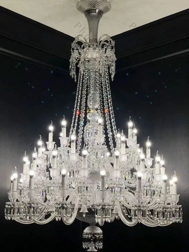 Lustre Chandelier Blanc et Verre Luxe