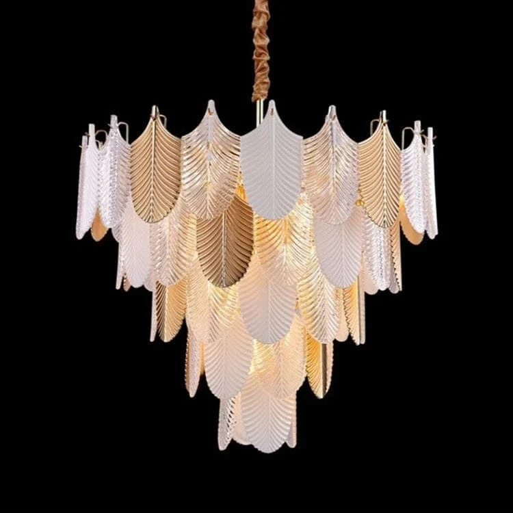 Lustre Chandelier Blanc en Verre