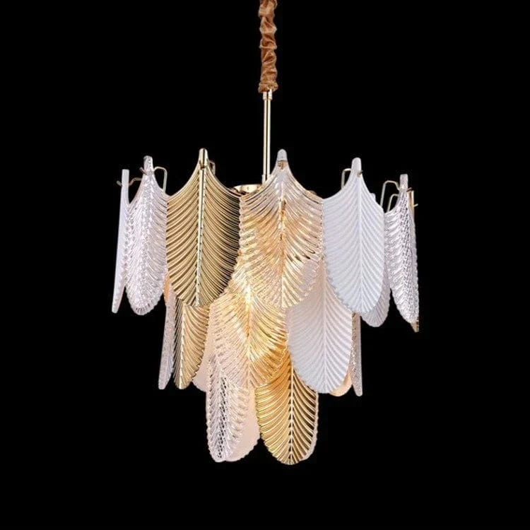 Lustre Chandelier Blanc en Verre