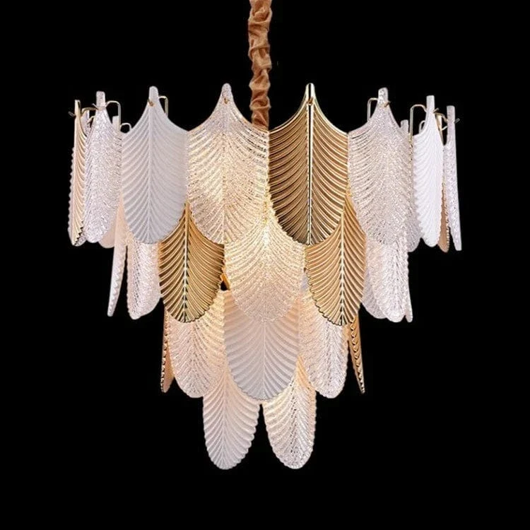 Lustre Chandelier Blanc en Verre