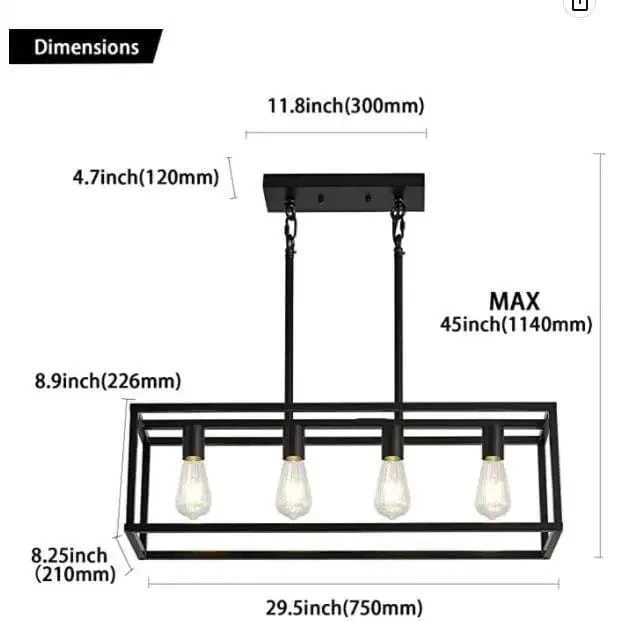 Suspension Industrielle Métal Noire