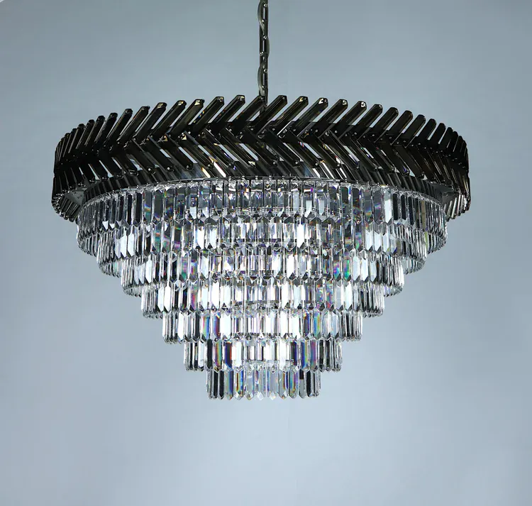 Grand lustre cristal rond chrome
