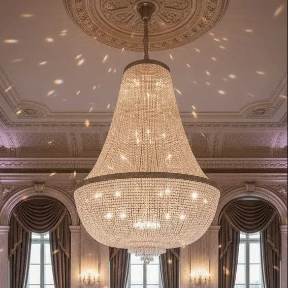 Grand lustre en cristal pour grandes salles de réception