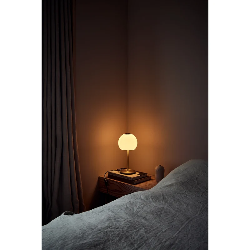 BALL BORDLAMPE GLAS SAND GREY