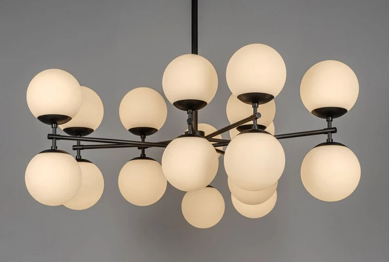 Chandelier noir globes